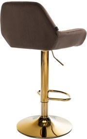 Barová stolička Braga (SET 2 ks) - zamat, zlatá podnož - Hnedá