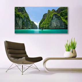 Obraz plexi Hora voda záliv krajina 120x60 cm