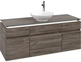 VILLEROY &amp; BOCH Legato závesná skrinka pod umývadlo na dosku (umývadlo v strede), 5 zásuviek, s LED osvetlením, 1400 x 500 x 550 mm, Stone Oak, B586L0RK