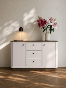 Komoda Amberto 138 cm so zásuvkami - kašmírová / dub windmill tmavý