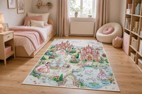 Detský koberec protišmykový BAMBINO 61520 krémový / ružový