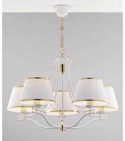 Jupiter 2084 - Závesný luster SAMBA na reťazi 5xE27/15W/230V biela/zlatá
