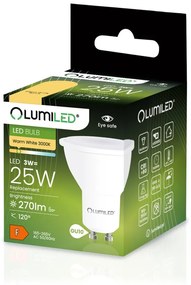 LED žiarovka GU10 3W = 30W 270lm 3000K Warm 120° LUMILED