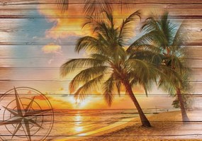 Fototapeta - Slnko na pláži - imitácia dosky (254x184 cm)