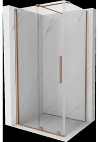 Mexen Velar sprchová kabína, posuvné dvere 130 x 85 cm, Priehľadné, kefovaná meď - 871-130-085-01-65