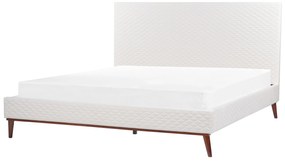 Zamatová posteľ 180 x 200 cm krémová biela BAYONNE Beliani