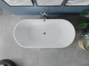 Mexen Luna, voľne stojaca vaňa 140 x 75 cm, biela/čierna, chrómový prepad, 52031407575-01