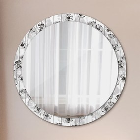 Okrúhle ozdobné zrkadlo na stenu Kvety maki fi 100 cm