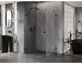 Mexen Lunar-B, výklopný sprchový kút ľavý 100 x 80 cm, 8mm číre sklo, čierny profil, 832-100-080-70-00-L