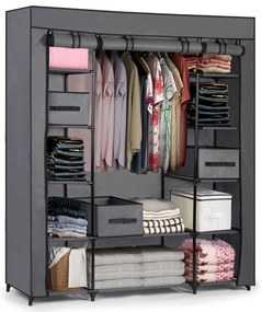 Textilná šatníková skriňa Massido MS-800 + šuflíky - grafitová