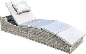 Polohovateľné ratanové lehátko SAVANA šedá/zv. šedá