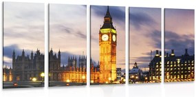 5-dielny obraz nočný Big Ben v Londýne