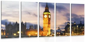 5-dielny obraz nočný Big Ben v Londýne