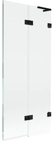 Mexen Lunar L, 2-krídlová vaňová zástena pravá 80 x 150 cm, číre sklo, čierna matná, 897L-080-100-70-00-P