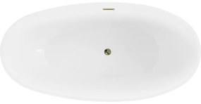 Mexen Bilbao, voľne stojaca vaňa 180 x 90 cm, biela, zlatý lesklý prepad, 51311809000-50