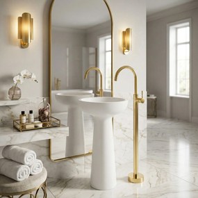 Rea Lungo, voľne stojaca umývadlová batéria, zlatá lesklá, REA-B4307
