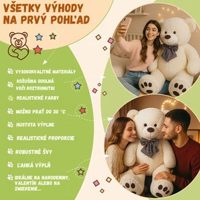 Veľký plyšový medveď BENY, 100cm, krémová Monzana