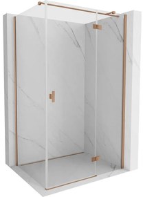 Mexen Mist H T, sprchový kút s výklopnými dverami pravý 90 x 110 cm, číre sklo, medená matná, 8A5T-090-110-65-00-P