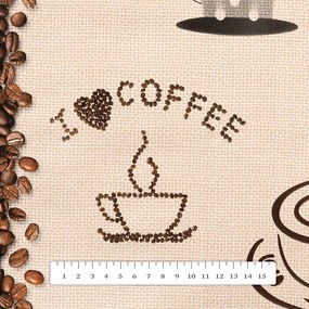 PVC obrus Káva na svetlo hnedom PV-212 - metráž š. 140 cm