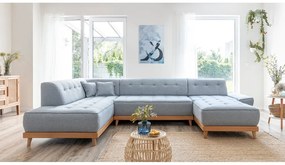 Svetlomodrá rozkladacia pohovka do "U" Miuform Dazzling Daisy, ľavý roh