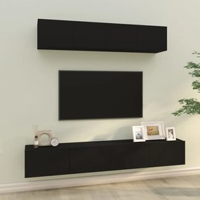 4-dielna súprava TV skriniek čierna spracované drevo 3114535