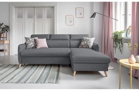 Tmavosivá rozkladacia rohová pohovka (pravý roh) Sweet Harmony – Miuform