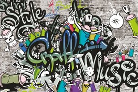 Tapeta štýlová graffiti stena - 225x150