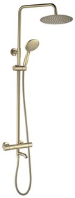 Rea Lungo Diamond, sprchová/vaňová sada s termostatickou batériou, hlavovou a ručnou sprchovou hlavicou, zlatá lesklá, REA-P5960