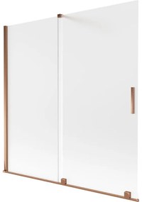 Mexen Velar, 2-krídlová posuvná vaňová zástena 160 x 150 cm, 8mm sklo námraza, ružové zlato, 896-160-000-31-60