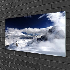 Obraz na skle Hora mraky príroda 125x50 cm