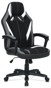 Herné kreslo KA-Y326 GREY, sivá a čierna látka a biela ekokoža