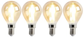 Sada 4 stmievateľných LED žiaroviek E14 P45 zlatá 3,5W 330lm 2100K