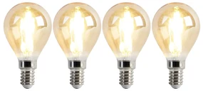 Sada 4 stmievateľných LED žiaroviek E14 P45 zlatá 3,5W 330lm 2100K
