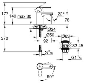 GROHE 23586LS0 - Umývadlová batéria GET veľkosť S biela