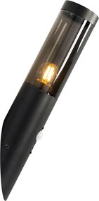 Moderné vonkajšie nástenné svietidlo čierne s pohybovým senzorom IP44 - Rox