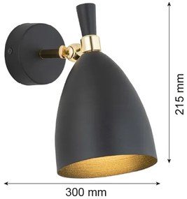 Argon 4701 - Nástenné svietidlo CHARLOTTE 1xE27/15W/230V čierna/zlatá