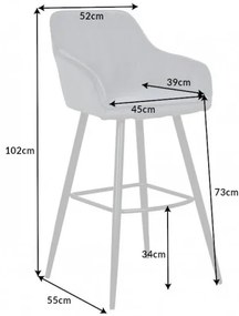 Barová stolička Turin velvet silver grey