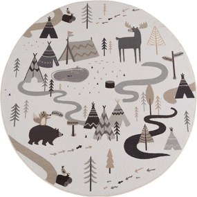 Krémovobiely prateľný detský koberec ø120 cm Coco 1135 – Ayyildiz Carpets