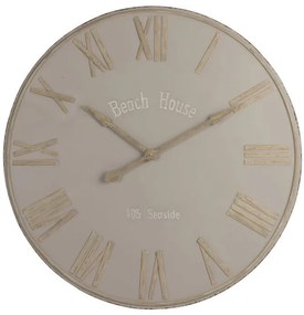 Béžové nástenné kovové hodiny Beach House - Ø92cm