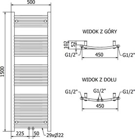 Mexen Ares, vykurovacie teleso 1500x500 mm, 630 W, antracitová, W102-1500-500-00-66
