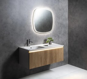 Sapho Sapho, LOREA skrinka 120x46x51,5cm (30+90cm), pravá, dub Alabama/biela matná, LE090-2231-R-02