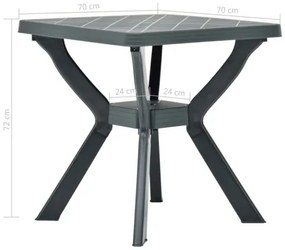 vidaXL Bistro stolík, zelený 70x70x72 cm, plast-
