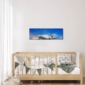 Obraz lietadla (s hodinami) (90x30 cm)