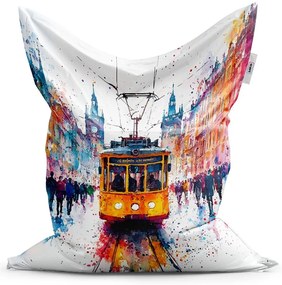 Sedací vak Classic žltá električka Paint - detský, farebná
