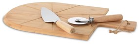 Excellent Houseware Doska na krájanie pizze Pizza Set, bambus, 43x30 cm