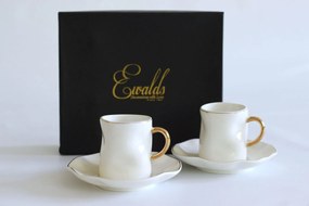 Biele porcelánové šálky espresso s podšálkou 2ks