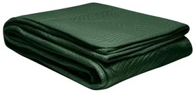 Vrchná prikrývka na posteľ prešívana s motívom listov zelená FERN 200 x 220 cm