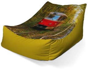 Sablio Sedací vak Lounge Červená električka v lese - 80 x 95 x 50 cm