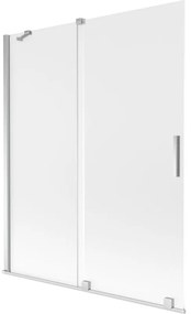 Mexen Velar, 2-krídlová posuvná vaňová zástena 140 x 150 cm, 8mm sklo námraza, chrómová, 896-140-000-31-01