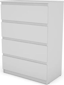 Komoda so 4 zásuvkami Carlos, biela, 75 cm